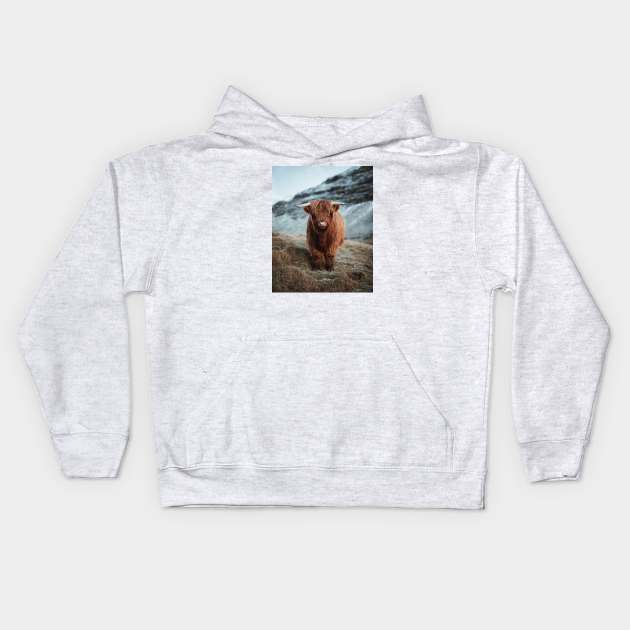 Highland Cattle Kids Hoodie by withluke